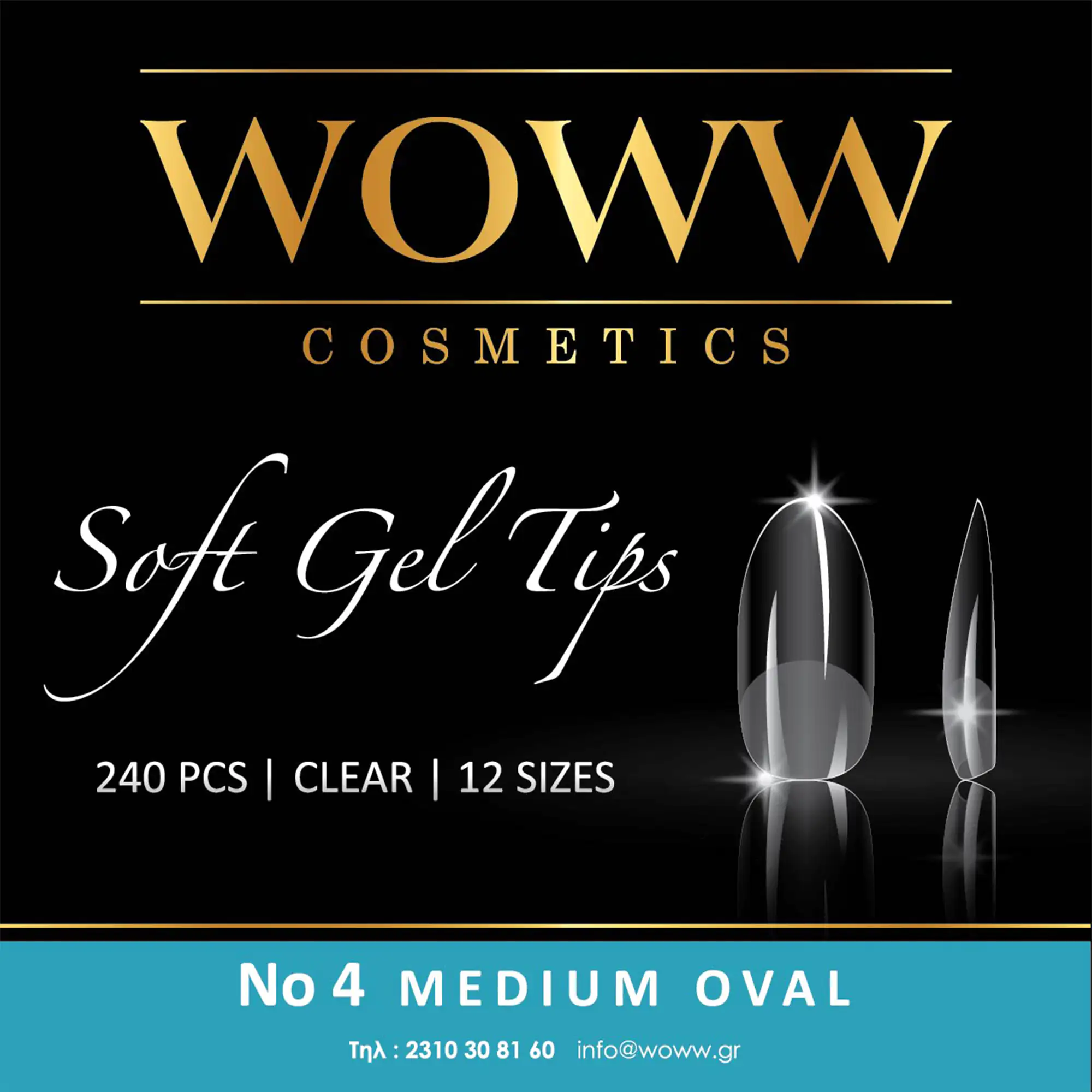 Soft Gel Tips Woww No4 Medium Oval 240 τεμάχια