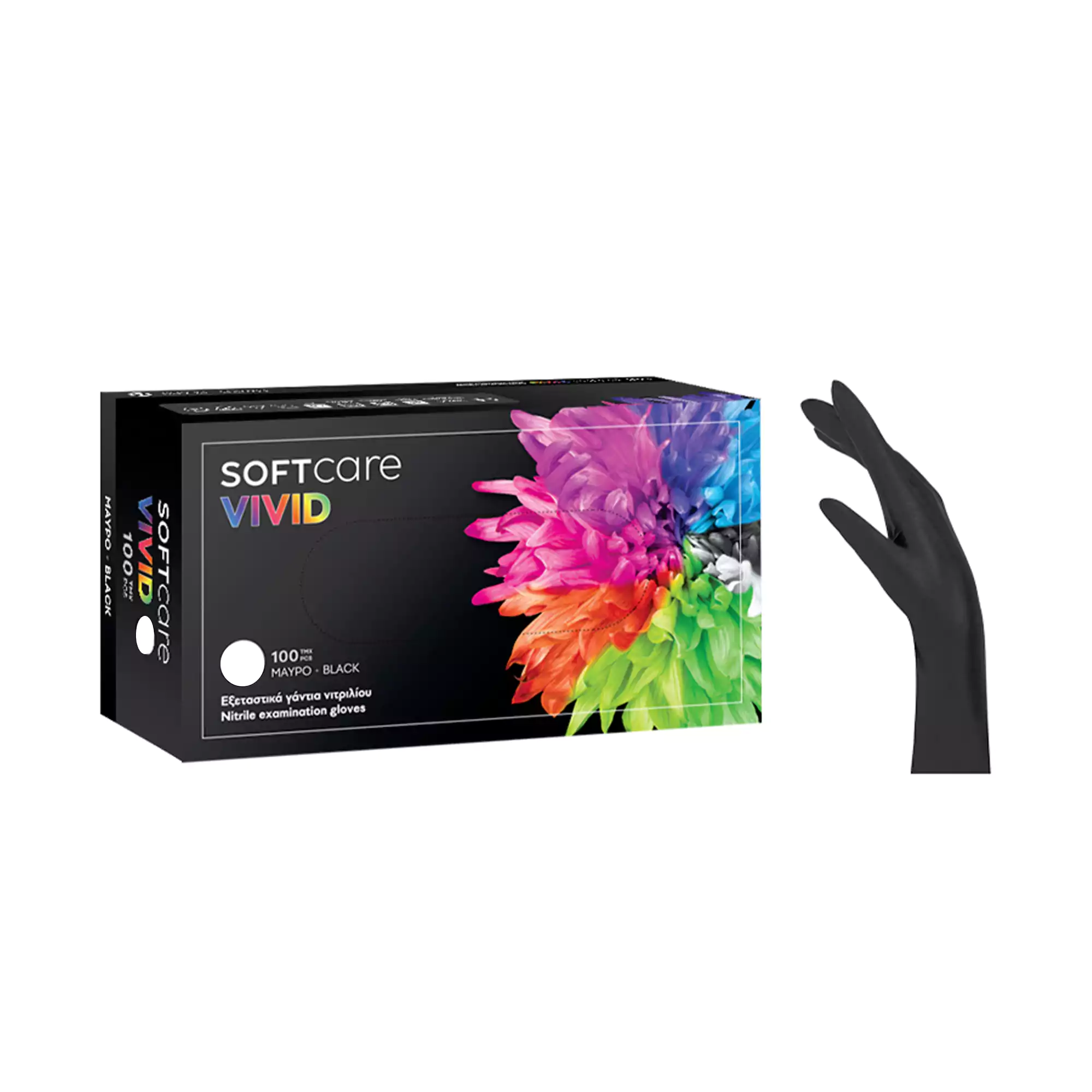 Soft Care Vivid Γάντια Νιτριλίου Μαύρο 100τεμ