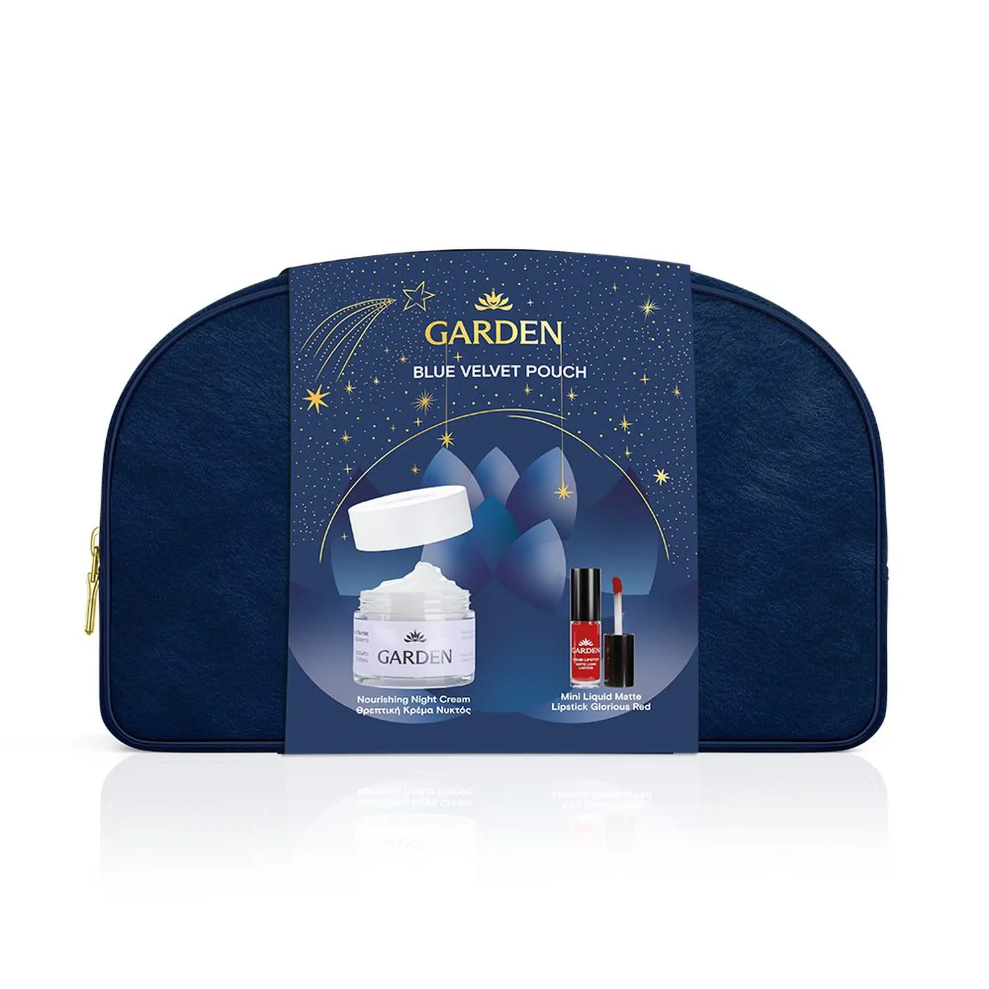 Garden Festive Set Blue Velvet Pouch Nourishing Night Cream 50ml + Mini Liquid Lipstick Matte Red 2ml