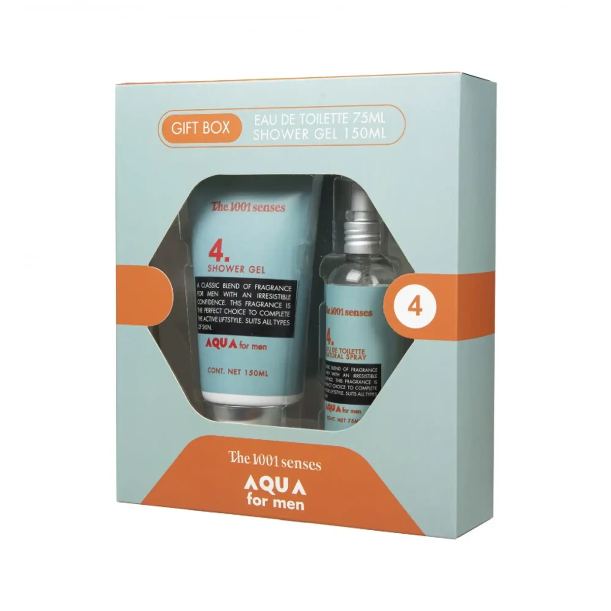 The 1001 Senses Aqua For Men Shower Gel 150ml & EDT 75ml